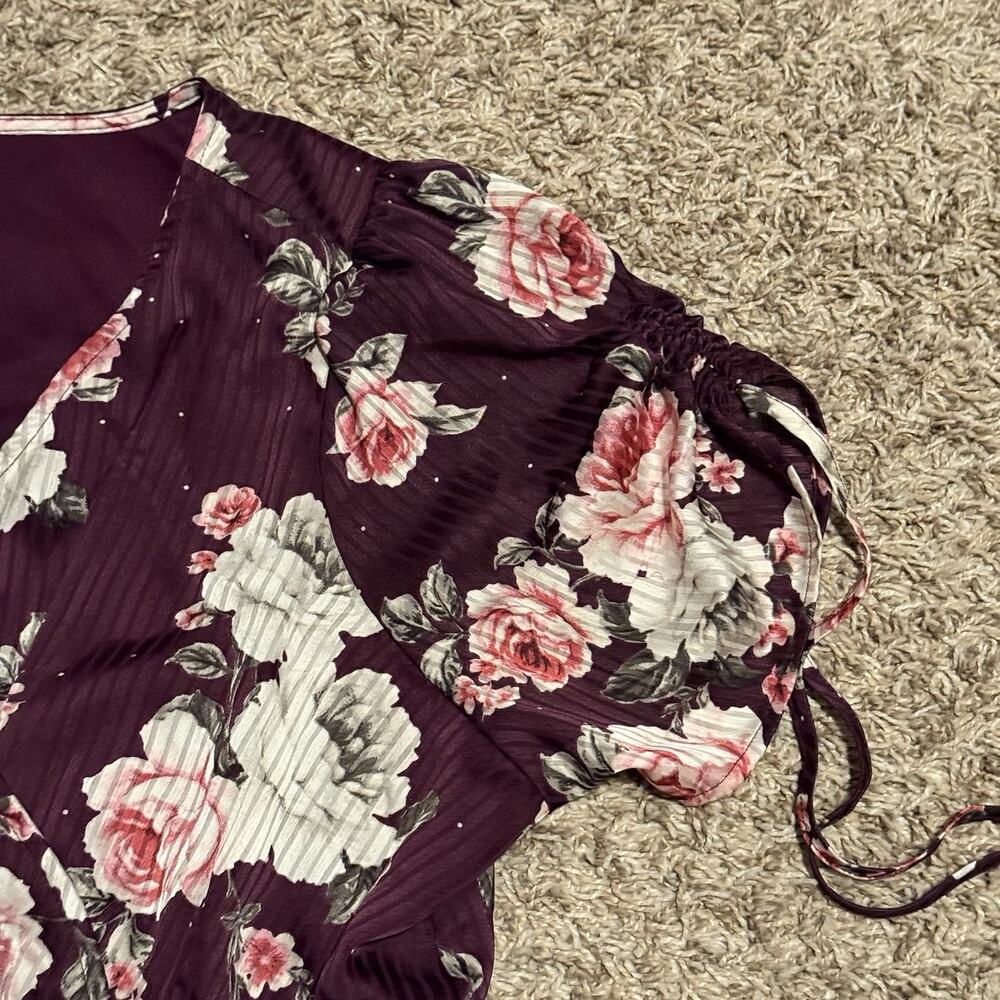 Torrid Womens Purple Floral Dobby Satin Surplice Wrap Midi Dress Plus Size 2XL - Picture 6 of 15